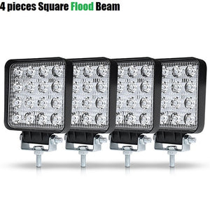 RACBOX 4 inch 48W Square LED Work Light High Power Spotlight Floodlight For 4x4 Offroad ATV UTV Truck Tractor Motorcycle lights