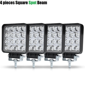 RACBOX 4 inch 48W Square LED Work Light High Power Spotlight Floodlight For 4x4 Offroad ATV UTV Truck Tractor Motorcycle lights