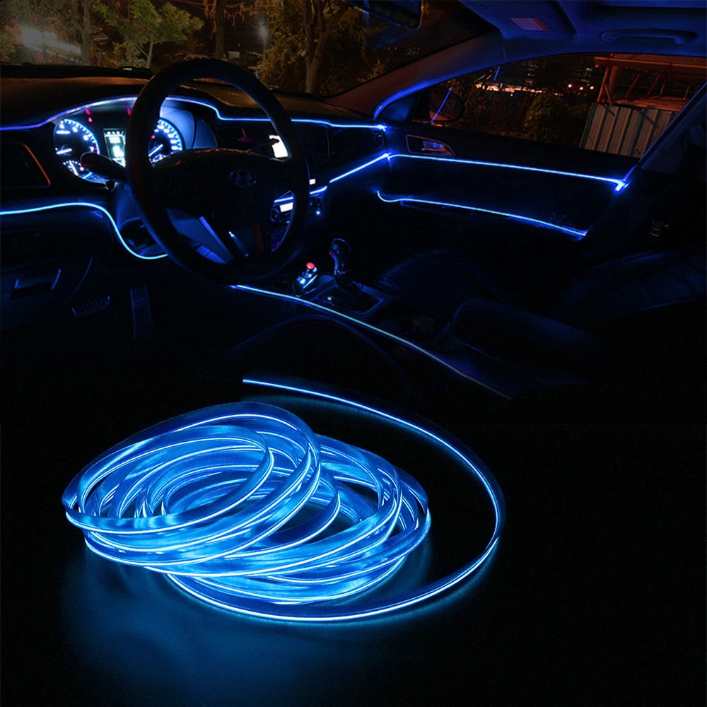 FORAUTO 5 Meters Car Interior Lighting Auto LED Strip EL Wire Rope